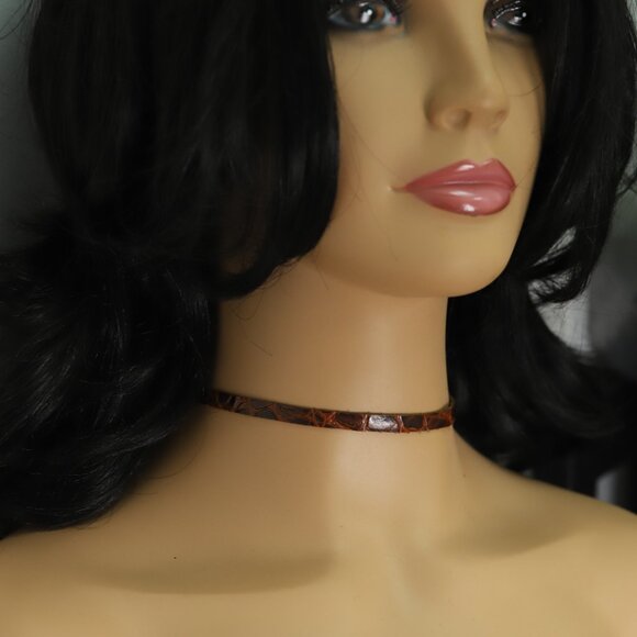 Brown Leather Choker Adjustable Genuine leather Chokers  (#18) - Picture 6 of 10